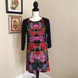 H&M Floral Tunic Shift Dress 3/4 Sleeves XS